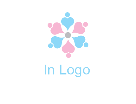 hearts and dots crating a flower logo