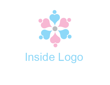 hearts and dots crating a flower logo