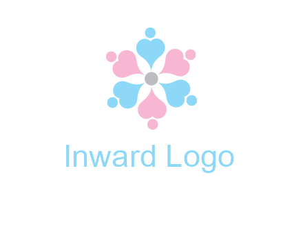 hearts and dots crating a flower logo