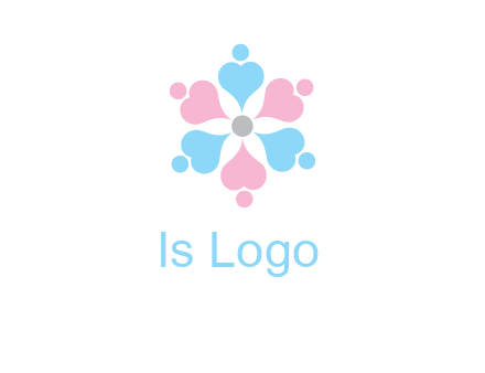 hearts and dots crating a flower logo
