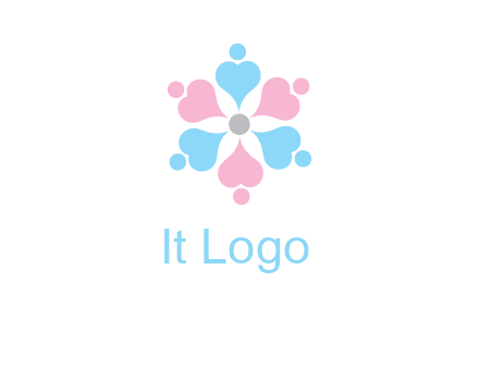 hearts and dots crating a flower logo