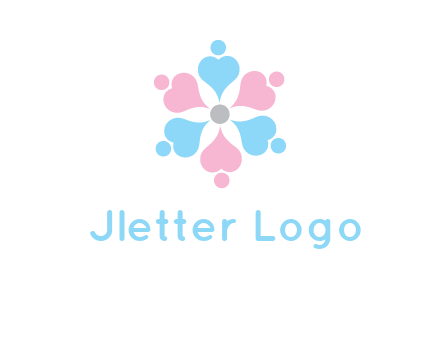 hearts and dots crating a flower logo