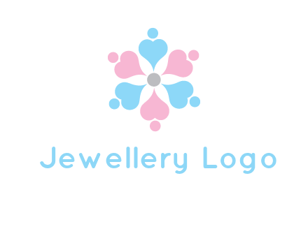 hearts and dots crating a flower logo