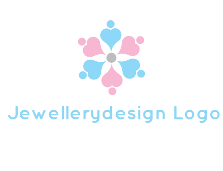 hearts and dots crating a flower logo