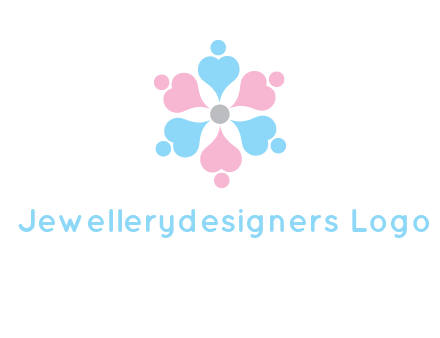 hearts and dots crating a flower logo