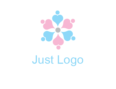 hearts and dots crating a flower logo