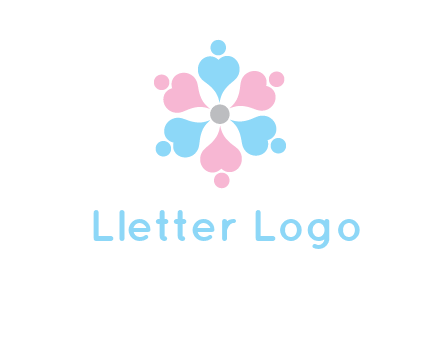 hearts and dots crating a flower logo