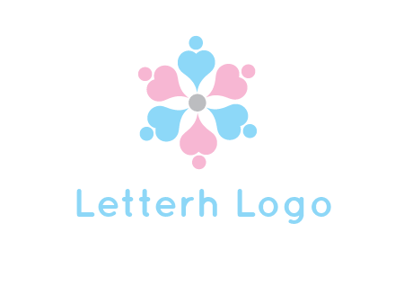 hearts and dots crating a flower logo
