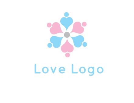 hearts and dots crating a flower logo