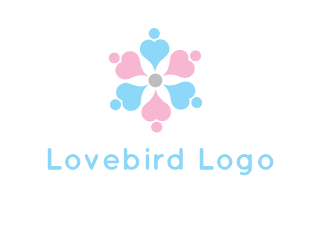 hearts and dots crating a flower logo
