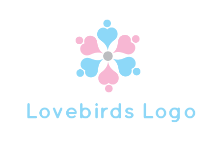 hearts and dots crating a flower logo