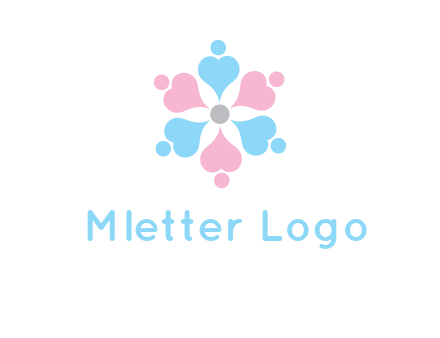 hearts and dots crating a flower logo