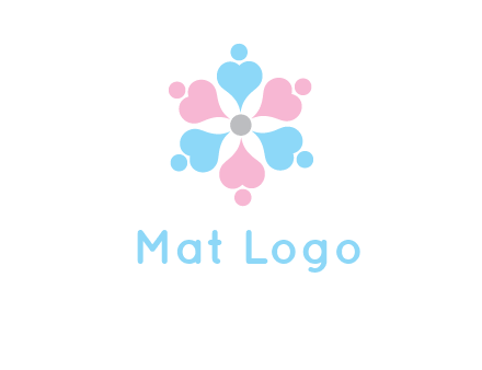 hearts and dots crating a flower logo
