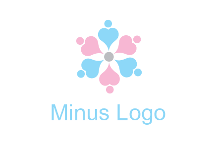 hearts and dots crating a flower logo