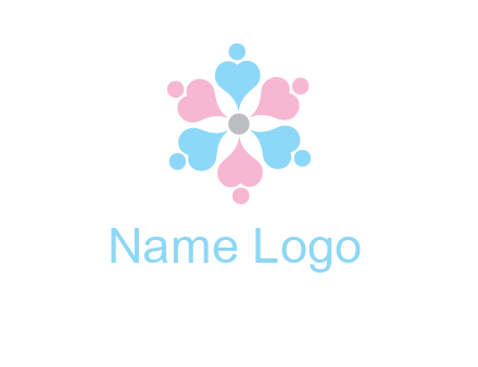 hearts and dots crating a flower logo