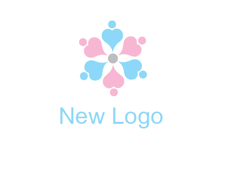 hearts and dots crating a flower logo