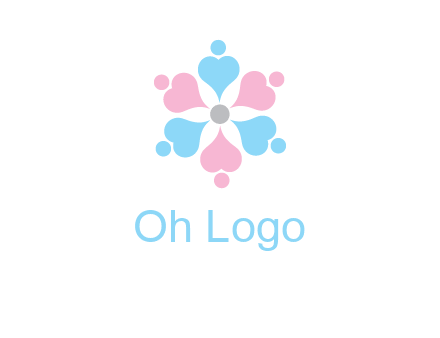 hearts and dots crating a flower logo