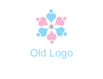 hearts and dots crating a flower logo