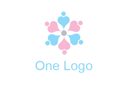 hearts and dots crating a flower logo