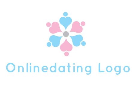 hearts and dots crating a flower logo
