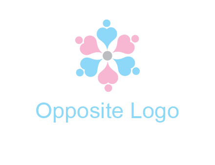 hearts and dots crating a flower logo