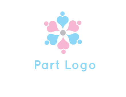 hearts and dots crating a flower logo