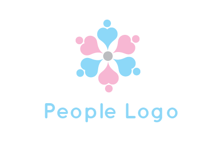 hearts and dots crating a flower logo