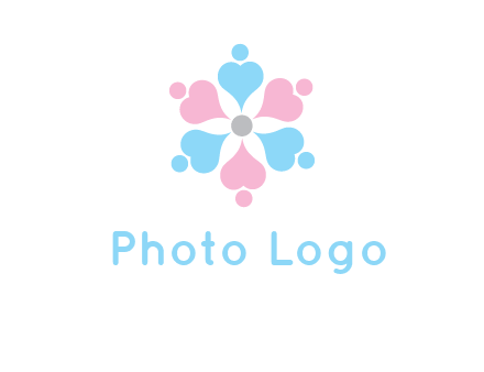 hearts and dots crating a flower logo