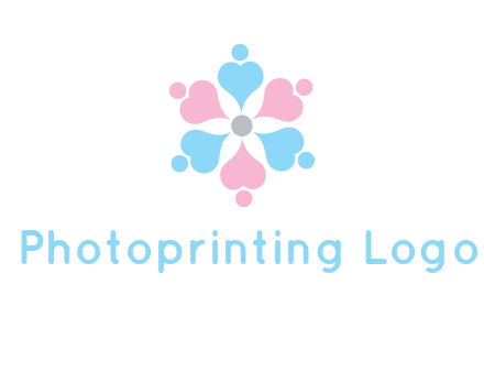 hearts and dots crating a flower logo