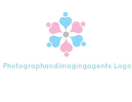 hearts and dots crating a flower logo