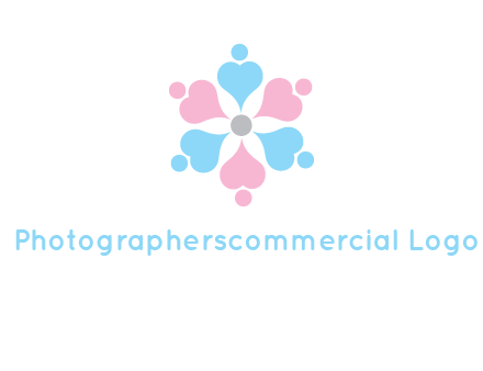 hearts and dots crating a flower logo