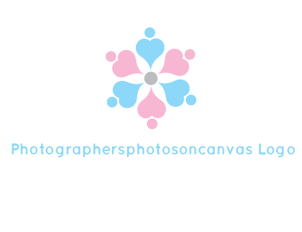 hearts and dots crating a flower logo