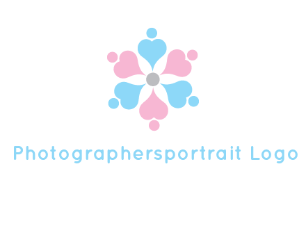 hearts and dots crating a flower logo