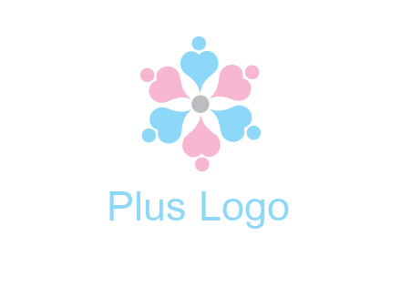hearts and dots crating a flower logo