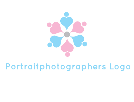 hearts and dots crating a flower logo