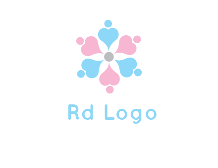 hearts and dots crating a flower logo