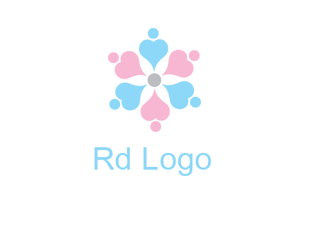 hearts and dots crating a flower logo