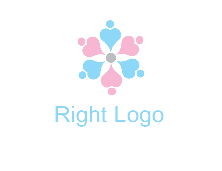 hearts and dots crating a flower logo