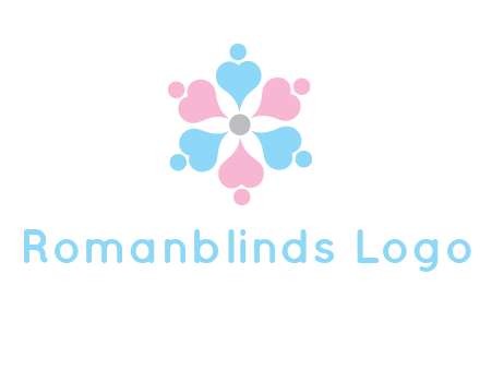 hearts and dots crating a flower logo