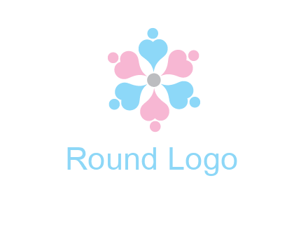 hearts and dots crating a flower logo