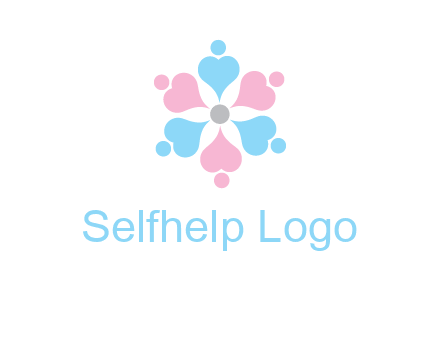 hearts and dots crating a flower logo