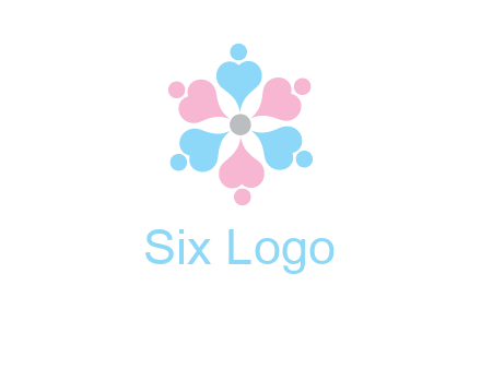 hearts and dots crating a flower logo