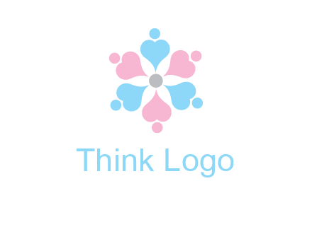 hearts and dots crating a flower logo