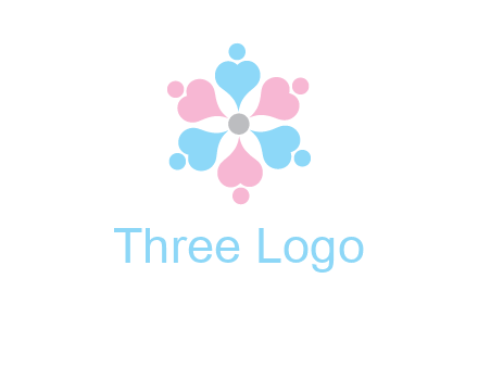 hearts and dots crating a flower logo
