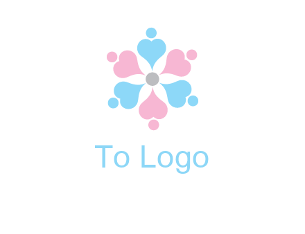 hearts and dots crating a flower logo