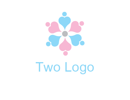 hearts and dots crating a flower logo