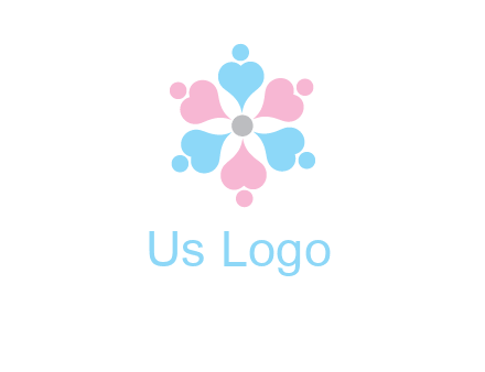 hearts and dots crating a flower logo