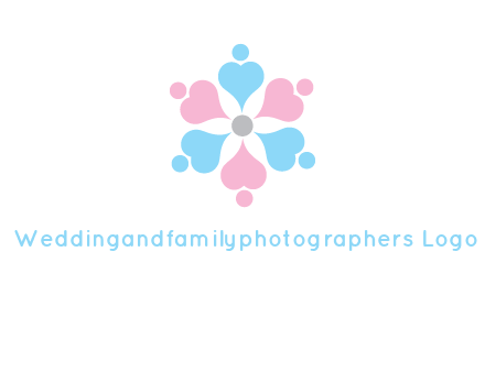hearts and dots crating a flower logo