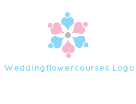 hearts and dots crating a flower logo