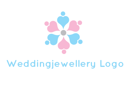 hearts and dots crating a flower logo